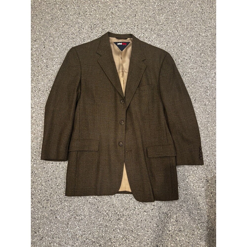 Tommy Hilfiger Plaid Mens Sports Coat size 40R Made in USA 100% Wool